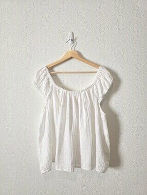 White Cotton Gauze Tie Back Tank XXL